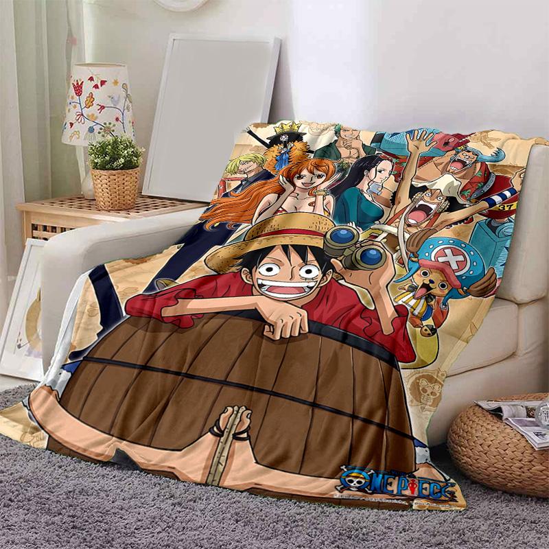 1pc One Piece Adventure Soft Throw Blanket Flannel All Season Light Weight Living Room/Bedroom Warm Blanket. M7270160