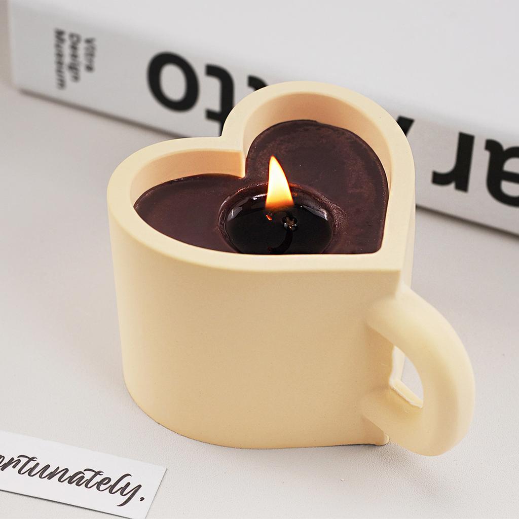 DIY Liebesherz Tasse Silikonform Aromakerzenbehälter Henkel Teetasse Gips Harzform Handgemacht Heimdeko Valentinstagsgeschenke