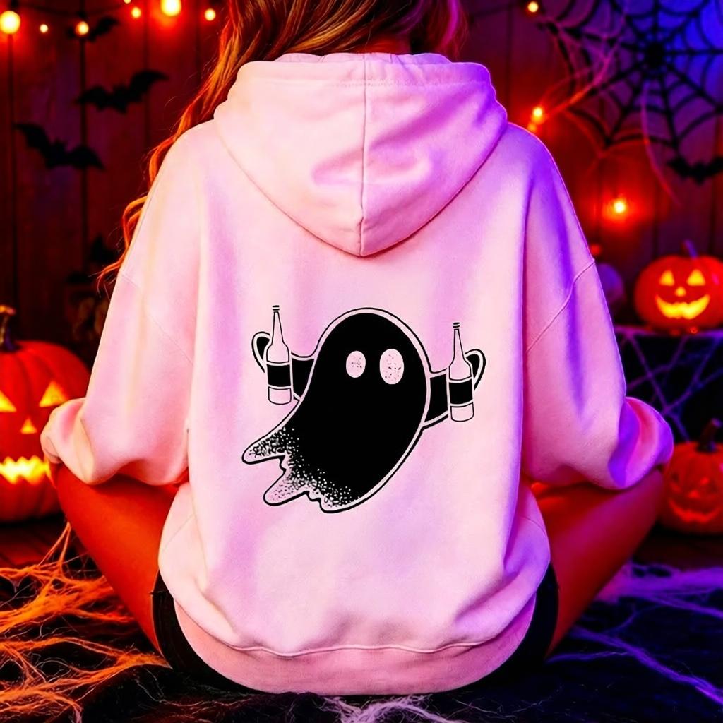I'm Just Here for The Boos Women's Men's Hoodies Halloween Party Y2k Hoodies Halloween Drinking Funny Ghost Beer Sweatshirt Gift