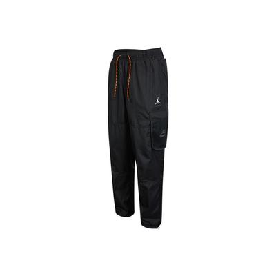 Einfarbige gewebte Freizeithose mit Logo-Print und Kordelzug für Herren, Schwarz, DJ0249-010