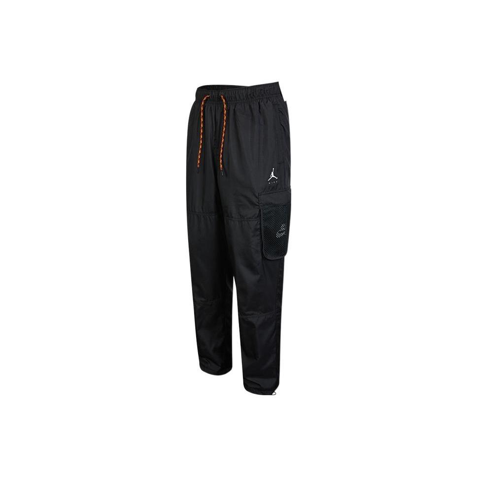 Jordan Men's Black Solid Logo Print Drawstring Woven Casual Pants Bottoms Dj0249-010 Cm