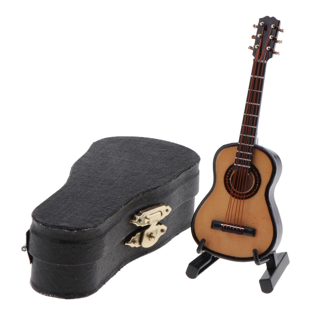 1//6 Scale Guitar Instrument With Display Stand /& Case Set Dollhouse Decor