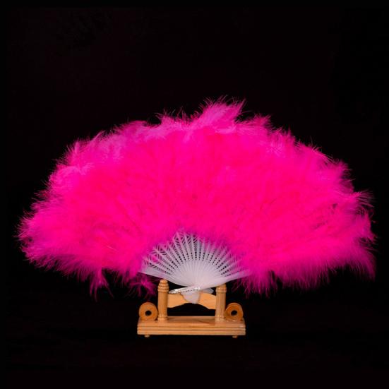 Vintage Feather Folding Fan Dance Stage Performance Hand Held Fan Portable Decoration Fan Wedding Costume Party Accessories
