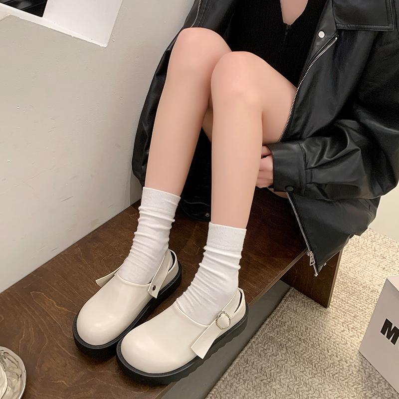 Women's Fashion Slippers Platform Sole Cover Toe Half Slippers Outdoor Fashion All-match One Kick Spring and Autumn Single Shoes