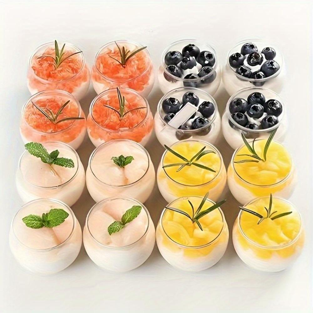 50pcs 2.5oz Sphere Plastic Dessert Cups for Party Small Clear Parfait Appetizer Cups Round Dessert Bowl Ice Cream Salad Fish Bowl Mini Dessert Cups