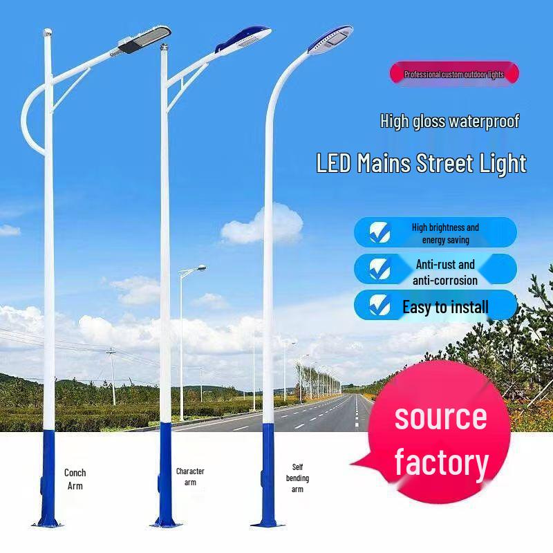 6m LED Street Lamp: Single & Double Arm Options for City & Rural Lighting Solar Street Lamp (Contact Customer Service)