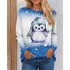 Penguin pattern women's T-shirt long sleeved 3D printed Christmas style