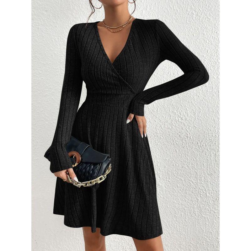 Sexy V-neck Long Sleeve Slim Fit Dress Sexy V-neck Long Sleeve Silm Dress