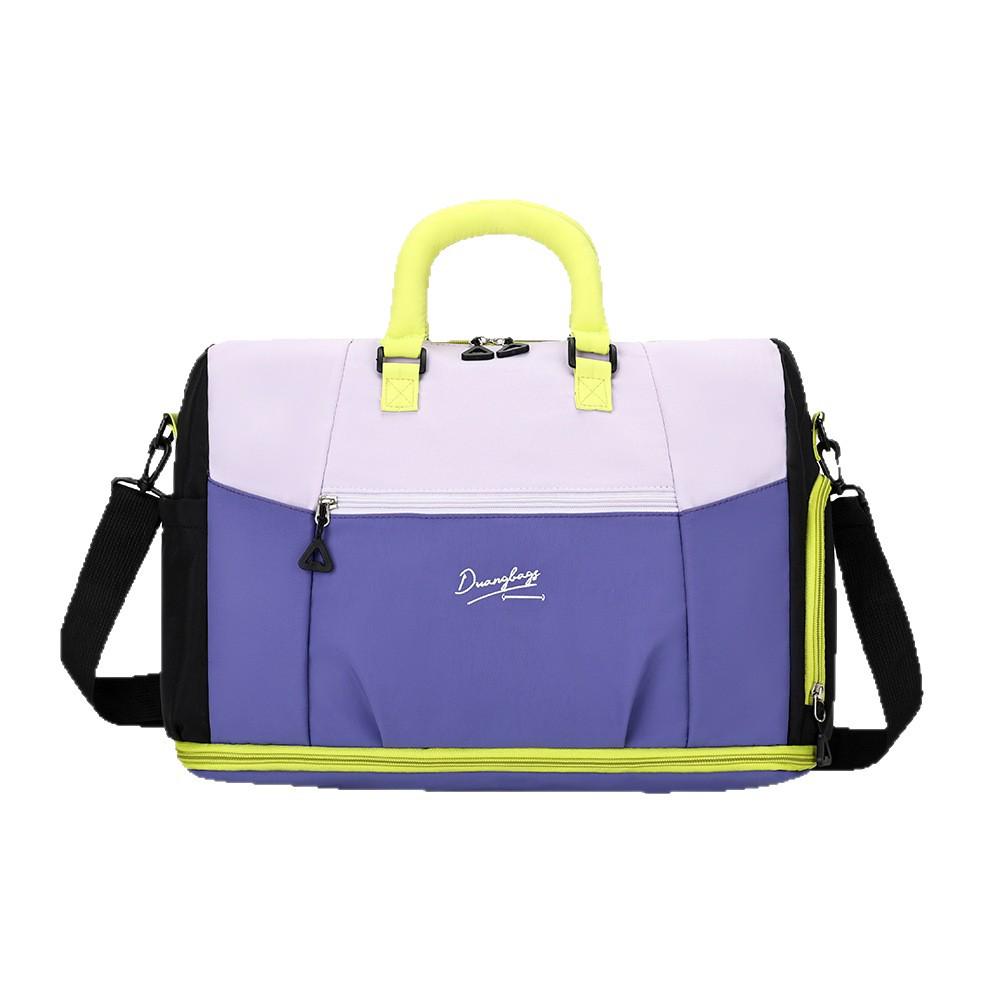 Dopamine Color Block Yoga Sports Bag with Shoe Compartment - Large Capacity for Short Trips