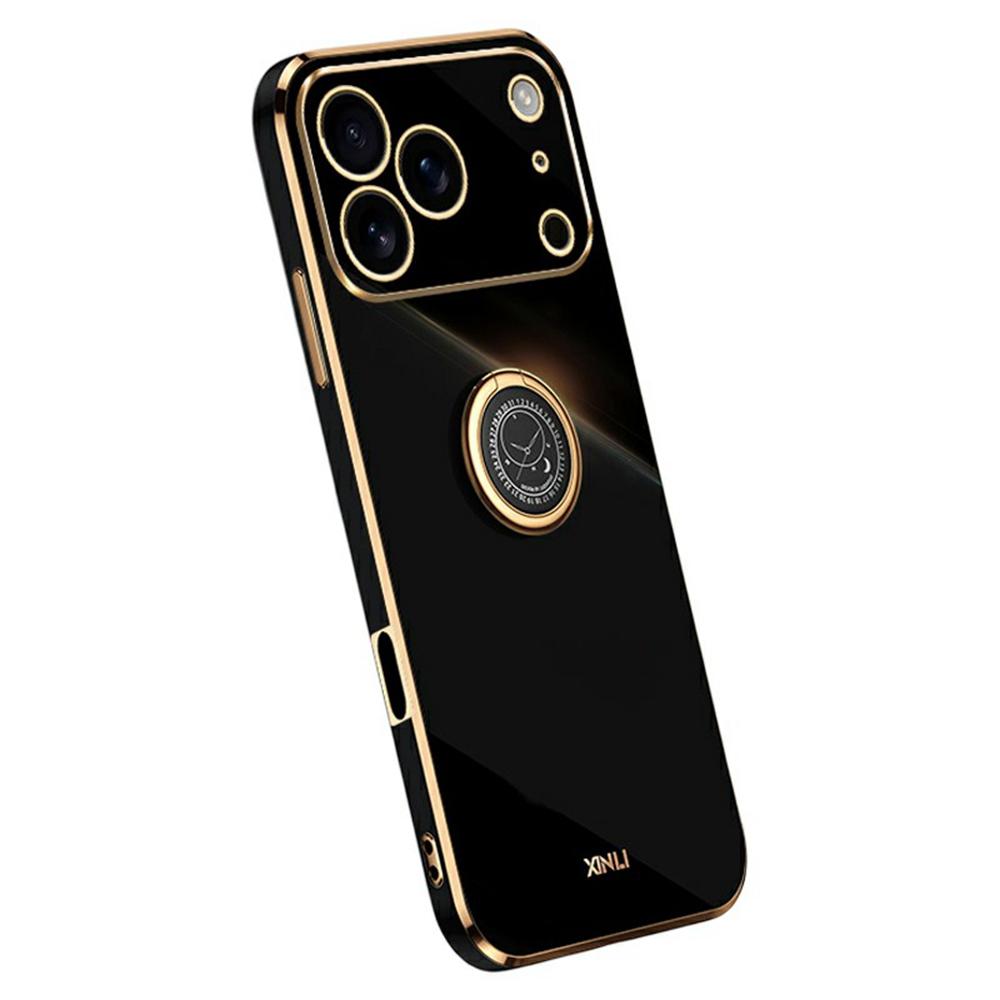 

XINLI For iPhone 17 Pro Max Case Ring Kickstand Electroplating TPU Phone Cover