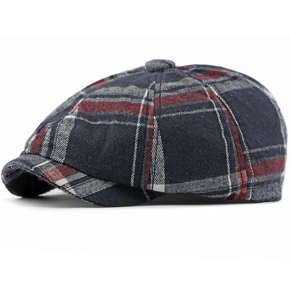 HT4670 Mens Berets Women Artist Painter Octagonal Beret Hats Male Female Ivy Flat Cap Spring Autumn Adjustable Plaid Beret Caps