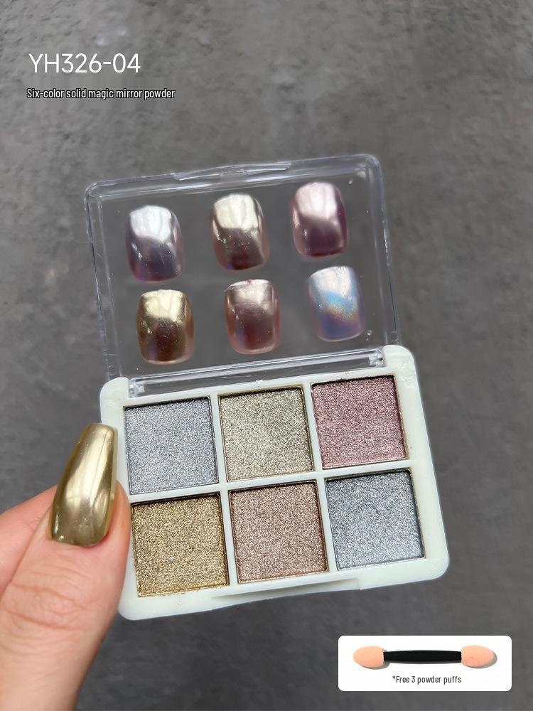 6-Color Iridescent Aurora Nail Art Magic Mirror Powder – Super Bright, Fine Glitter, No Flying Powder