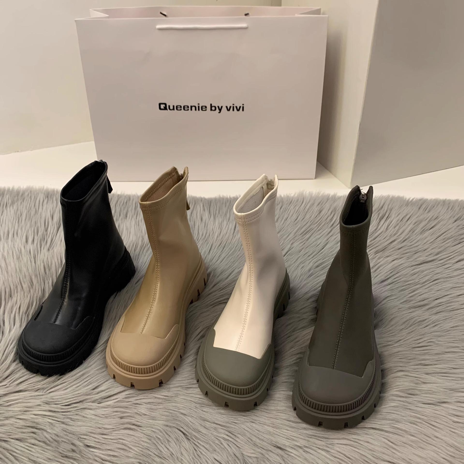 

Осенние ботильоны на платформе, женские удобные, мягкие, кожаные, с толстой подошвой, элегантные, короткие, женские, Botas botines de mujer 35