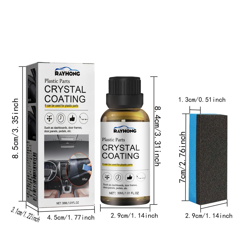 30~150ml Plastic Restorer for Car Easy To Use Plastic Part Refurbishment Crystal Coating Refurbish Agent with Sponge LongLasting