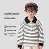 Kuwami Kids' Striped Long-Sleeve Polo Shirt