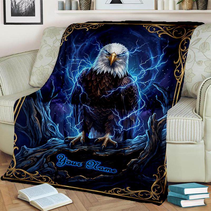 1PC Custom Name Eagle Power Fantasy Artwork Blanket Versatile,all-season Throw Suitable for the Living Room,bedroom,camping,travel,and Gift