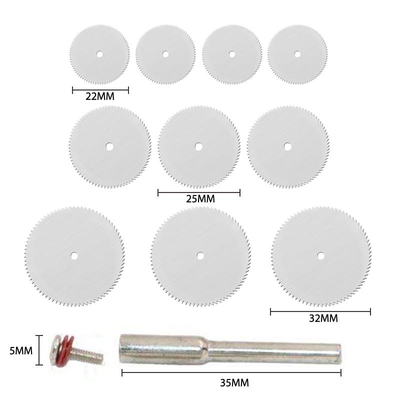 11Pcs Kit Mini Circular Saw Blade Electric Grinding Cut Cutoff Mandrel Set