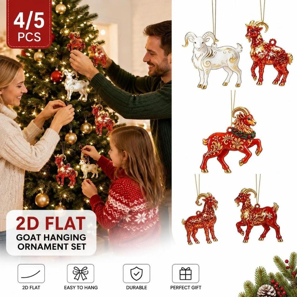 Shining Goat Pendant Acrylic Christmas Tree Ornament Gifts Animal Hanging Decoration  Bag Charms