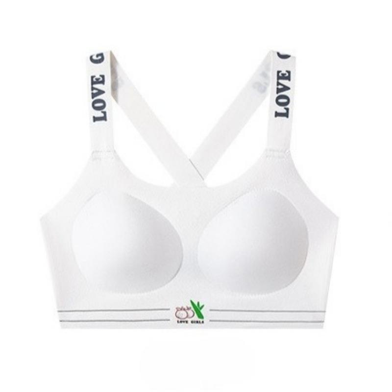 Color Contrast Cross Back Seamless Shockproof Puberty Sports Camisole Breathable Running Underwear for Junior High Growing Girls
