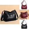 Pu Leather Retro Crossbody Bag For Middleaged Women With Zipper Closure And Stitching Details