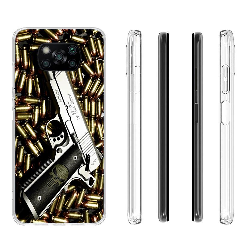 Gun Bullets AK47 Handgun Phone Case For Xiaomi Poco X7 X6 X5 Pro F7 Ultra Redmi 15C 15 13 13C 12 12C 10 10A 10C 9 9A 9C 9T Shell