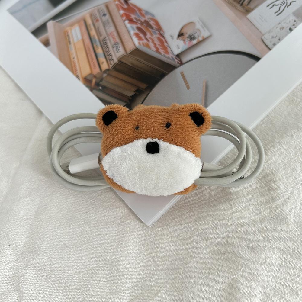 Bear Wired Headphone Cable Storage Buckle Data Cable Storage Portable Fabric Charging Organizing Buckle Cute Cable Manager