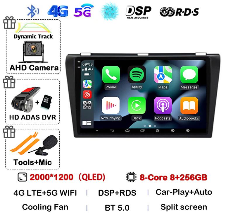 Android 14 Carplay Auto DSP Car Radio For Mazda 3 2003-2009 Mazda3 2din Multimidia Video Player Navigation GPS Stereo Head Unit