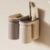 1/4Pcs Innovative Toothbrush Storage Rack No Hole Light Luxury Mouthwash Cup Brush Cup Wall Mounted Bathroom Organizer Couple