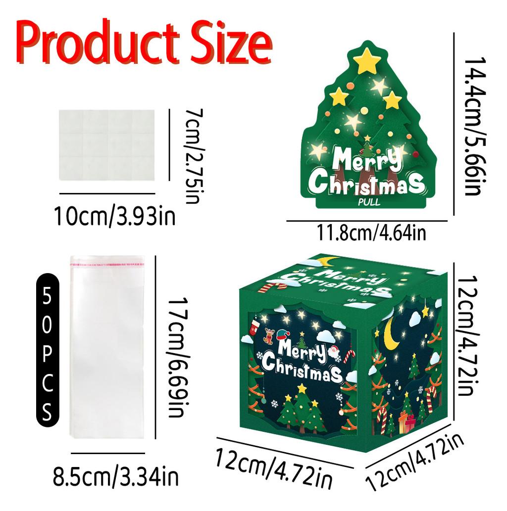 

Коробка из зеленой узорной бумаги с рождественской елкой, реквизит для праздничного украшения