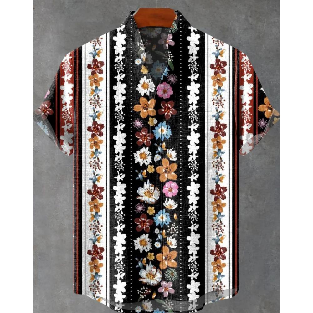 New Retro African Style Men's Retro Ethnic Tribal Short Sleeve Shirt Tops Fashion Casual Vacation Street Trend Men's Shirt Hawai