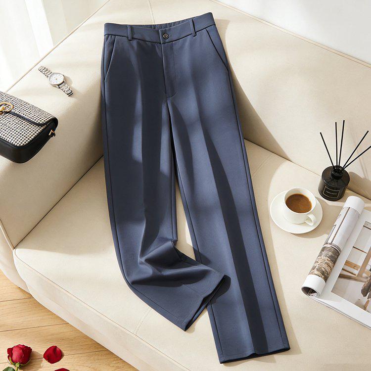 

High-Waist Loose Straight Leg Pants for Mature Women - Slimming, Casual Long Fit Size 42 сірий колір