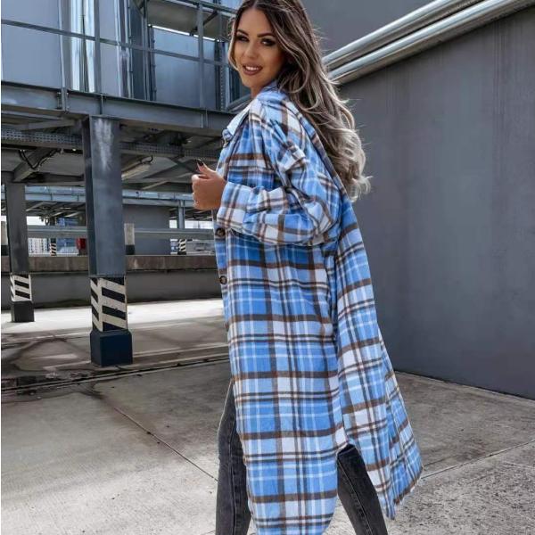 Camicetta da donna vintage alla moda con blocchi di colore a maniche lunghe allungata Blusas larghi capispalla dritti 2021 moda marea