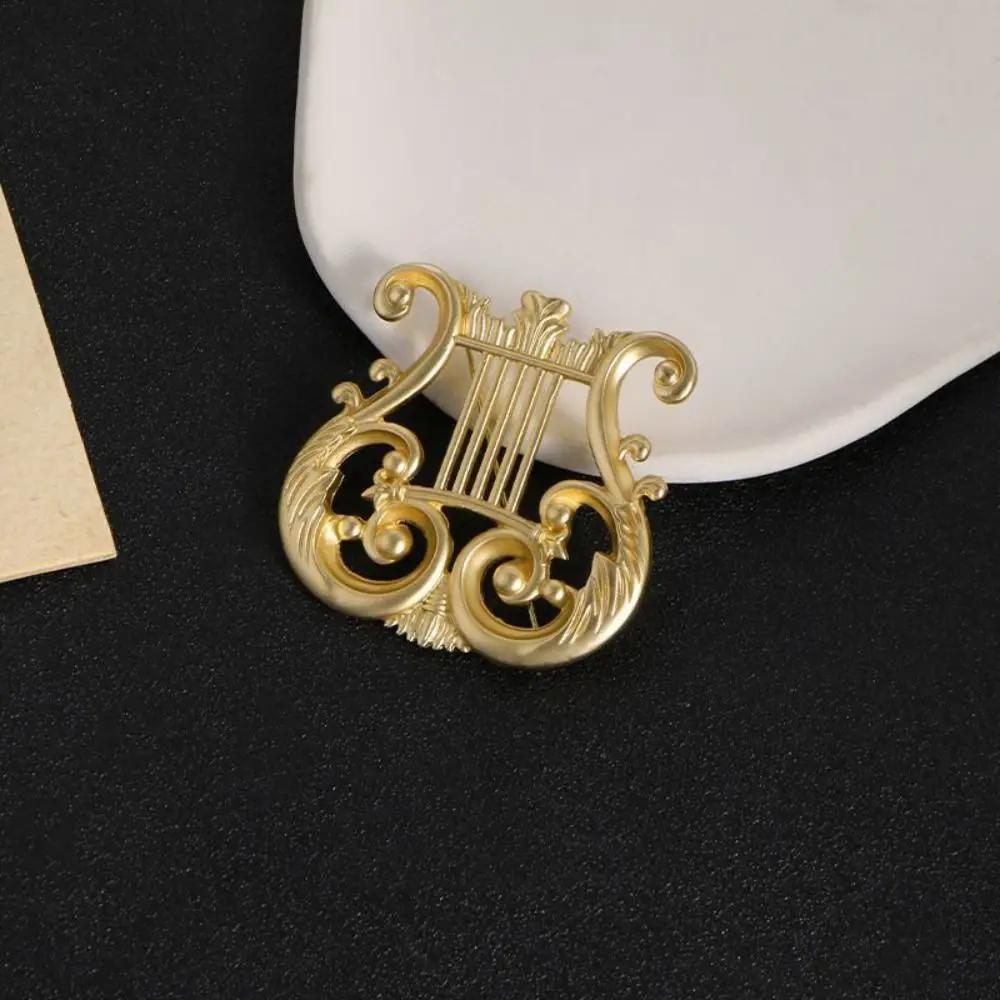 Retro Music Instrument Eighth Note Pin Music Note Alloy G Clef Brooch Jewelry Vintage Harp Badge Gift