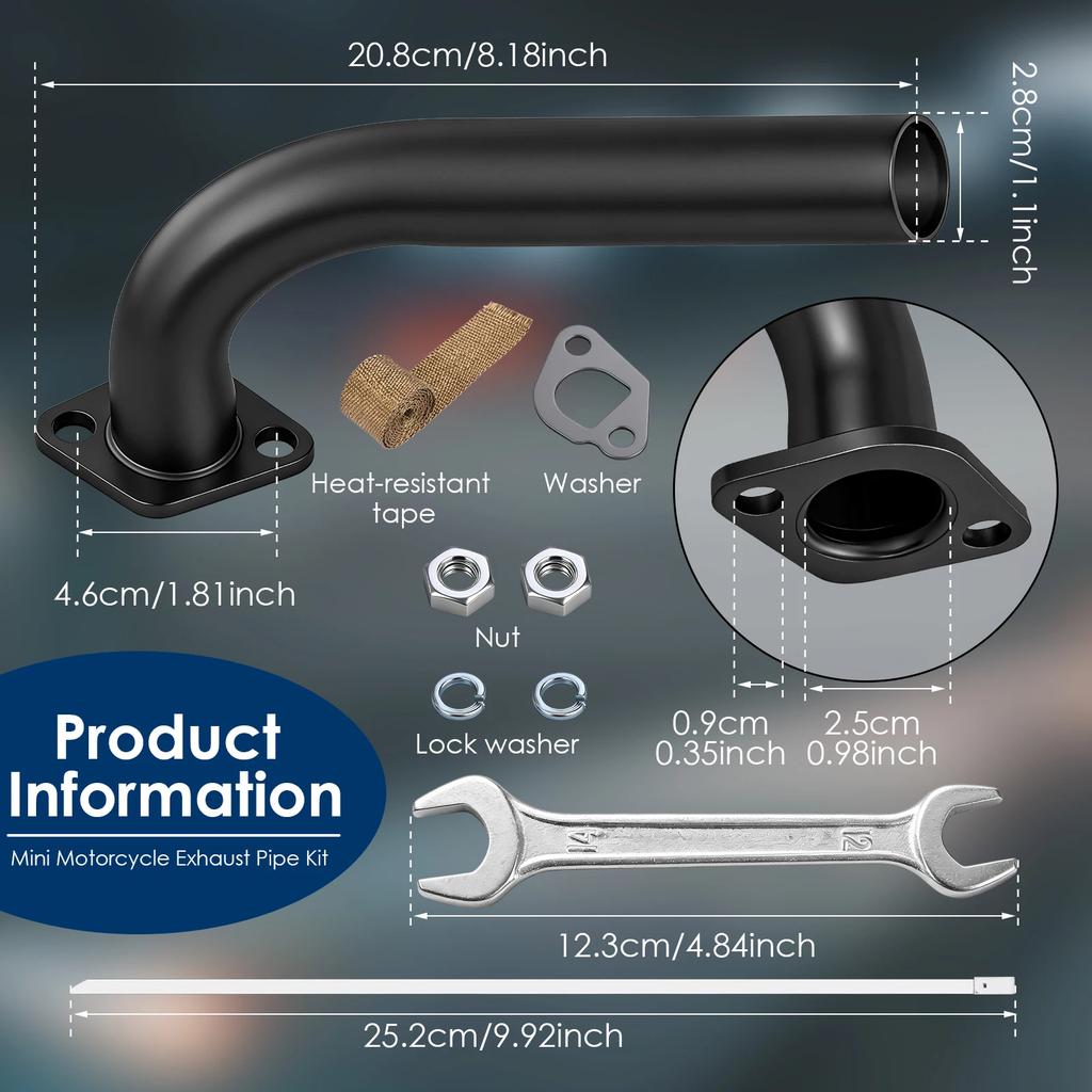 Exhaust Pipe Kit for Kart Mini Motorcycle Honda Predator 212cc GX160 GX200 DuroMax Mini Bike Engine Modification Exhaust Pipe