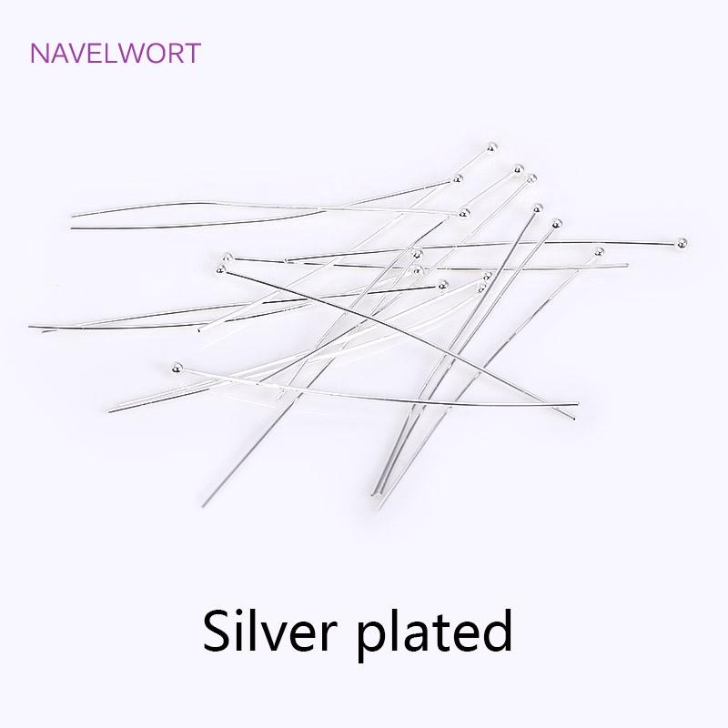 50pcs/Lot 18K Gold Plated Pins Brass Ball Head/Flat Head/Eye Head Pins Supplies For Jewelry DIY Beading Accessories Wholesale
