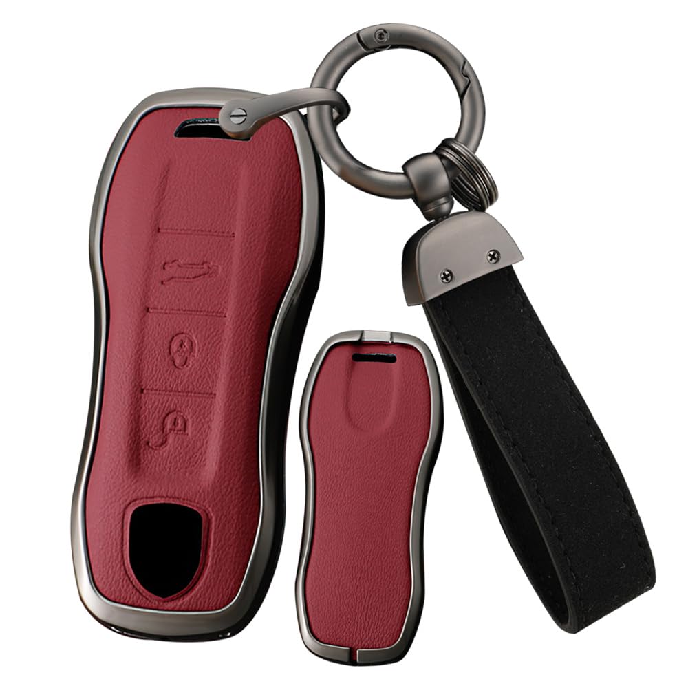 

[онто] Чехол для смарт-ключа Porsche, держатель для ключей, сплав + кожа, чехол для ключа для Panamera M красный
