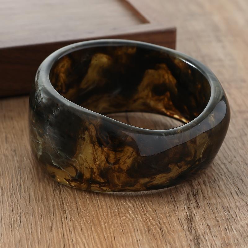 Vintage Punk Brun Kaffe Tykk Resin Akryl Smudgy Armbånd Geometriske Uregelmessige Armbånd For Kvinner Menn Smykker