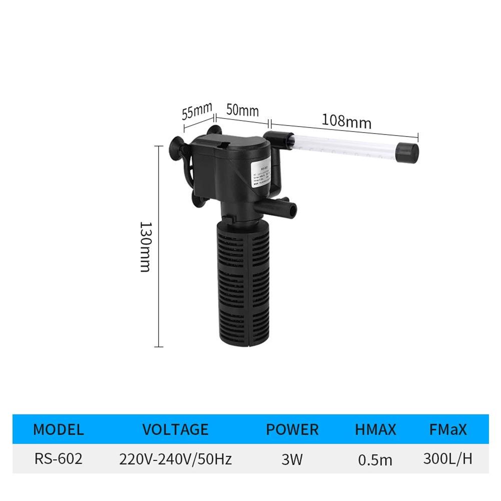 EU Standard 3 in 1 Silent Submersible Aquarium Filter Internal Water Purifier Oxygen Pump Oxygenator for Fish Tank Small-EU Standard