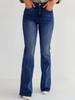 Women's Versatile Slimming Faded Whisker Flared Jeans