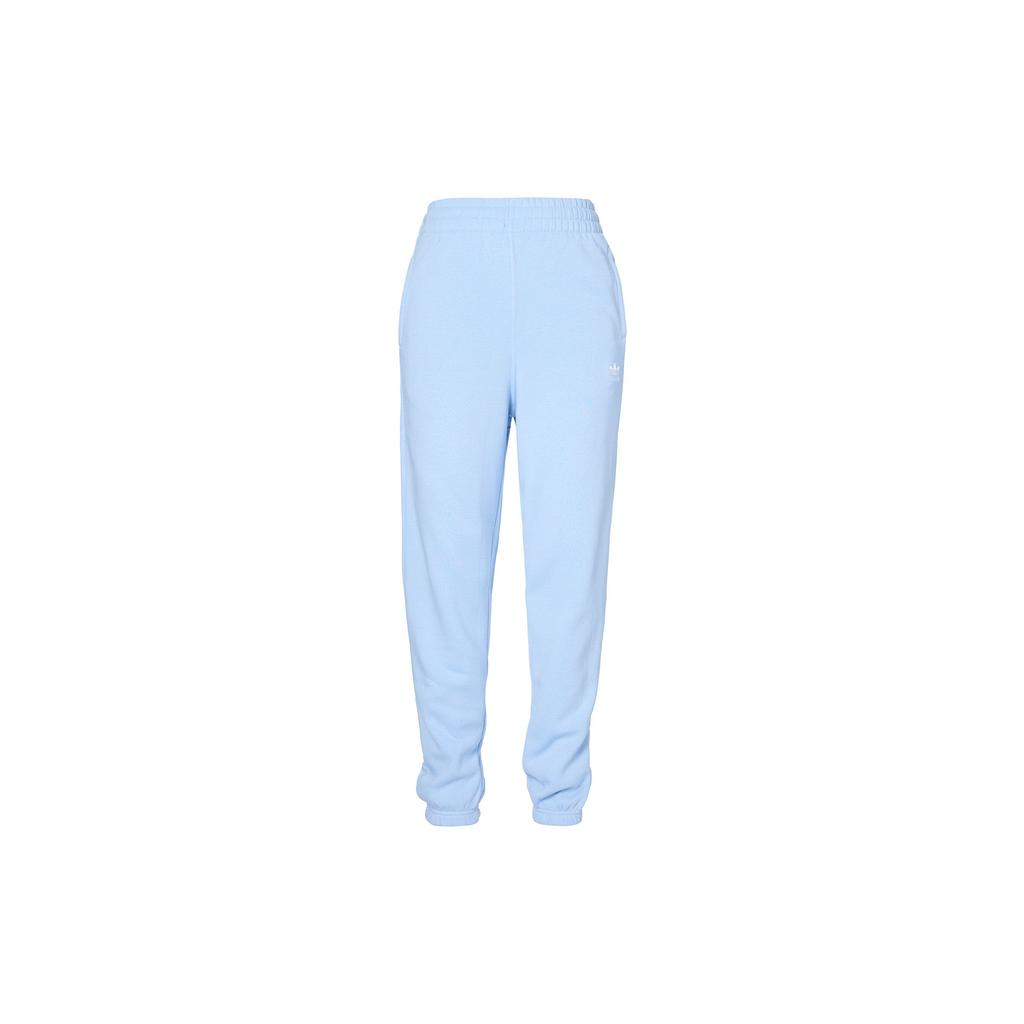 Adidas Originals Solid Color Embroidered Logo Casual Cuffed Sports Pants Women Bottoms Light-Pink Blue IK7687
