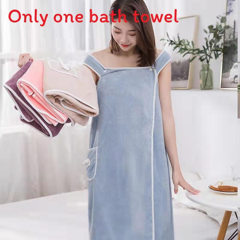 Luxury Coral Fleece Bath Wrap With Absorbent Toweling For Adults Home Spa Use