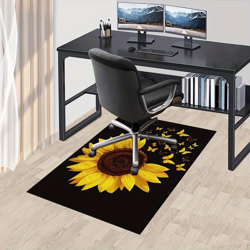 Office Carpet Sunflower Butterflies Design, Sofa Rug for Living Room, Chair Mat Under Protec