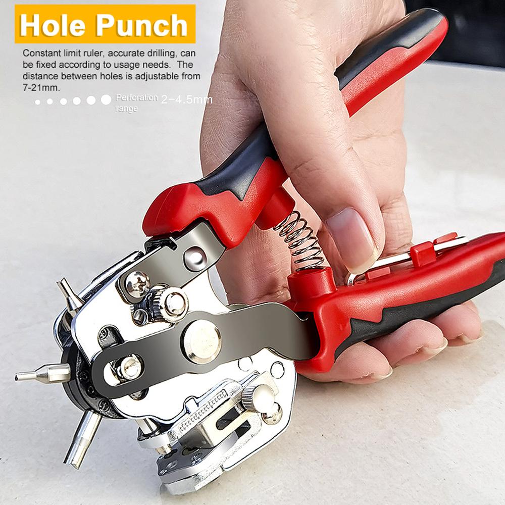 Multifunctional Hole Punch Eyelet Puncher Leathercraft Leather Belt Watchband Belt Round Hole Punch Plier Plastics Iron