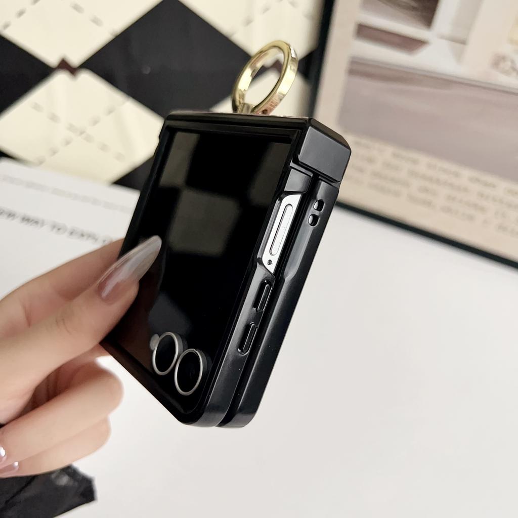 For Samsung Galaxy Z Flip7 5G Case Vintage Woven Pattern PU + TPU Phone Cover with Ring Holder