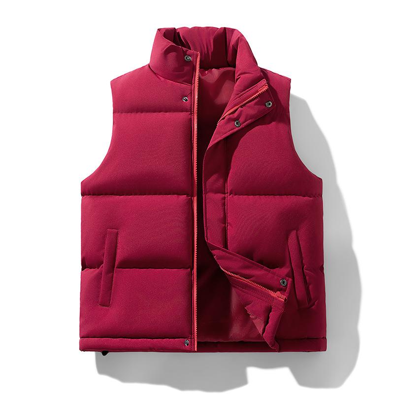 Herbst und Winter Verdickte Warme Stehkragen Einfarbige Weste Herren Trend Locker Ärmellose Weste Weste