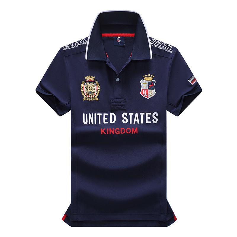 New polo shirt short-sleeved lapel polo collar American casual contrasting color cotton embroidery casual fashion sports quality XS