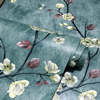 Green Plant Flower Wallpaper Relief Living Room Bedroom Background Wall Sticker DIY Self-adhesive Wallpaper Sticker