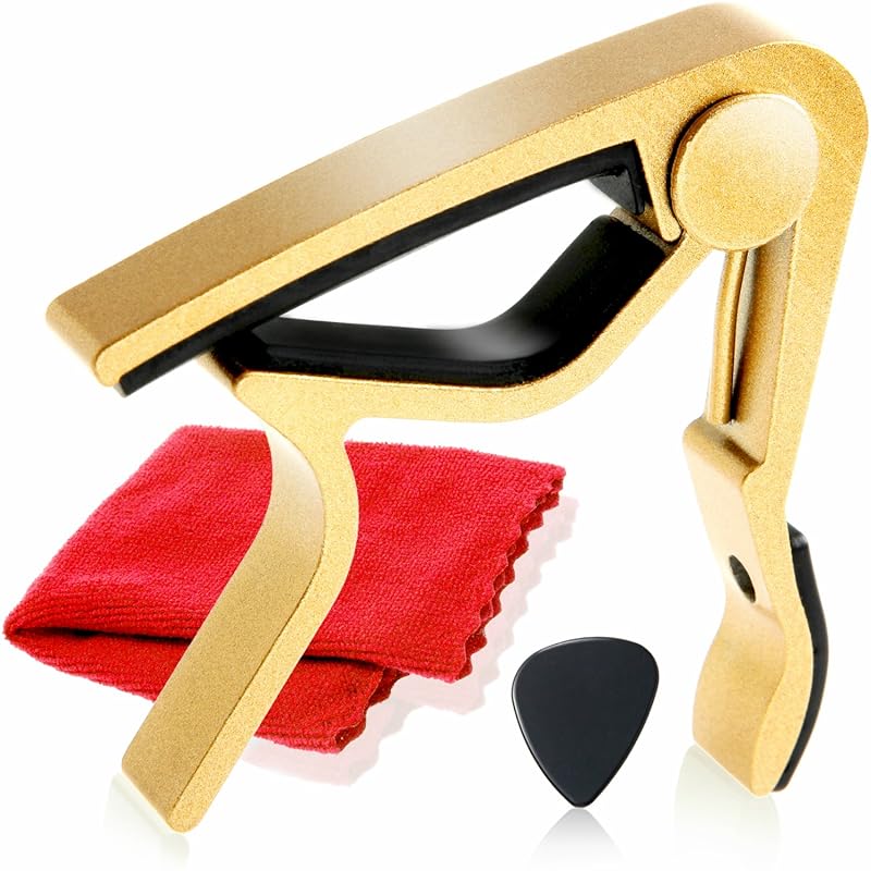 

Phoenix one touch Guitar capo [type] M] Care fiber cloth/Pick/Manufacturer s warranty 4-piece set Gold (Gold)