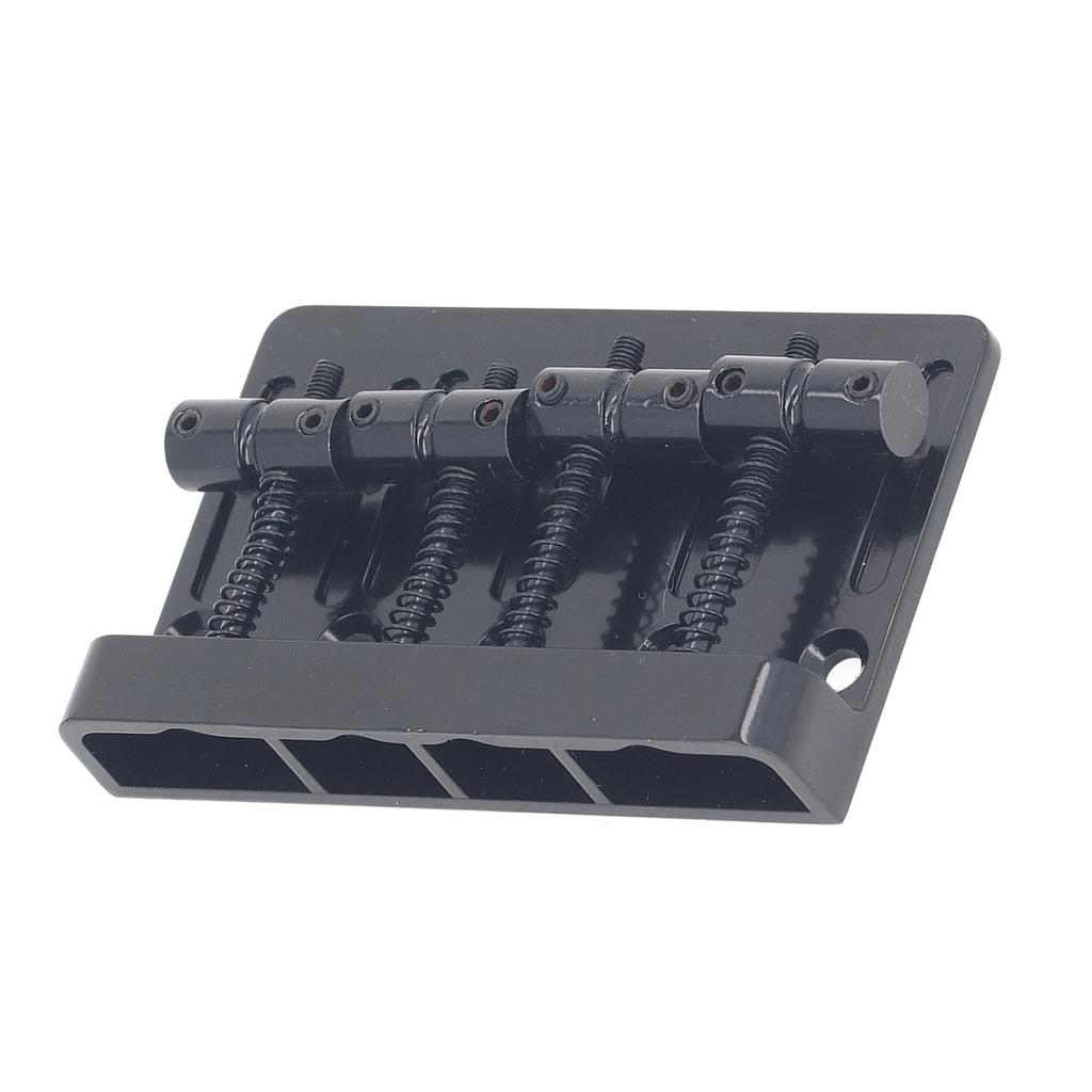 Electric Bass Bridge Tailpiece 4 String Fixed Saddle with Thickened Base Plate Hex Wrench Black