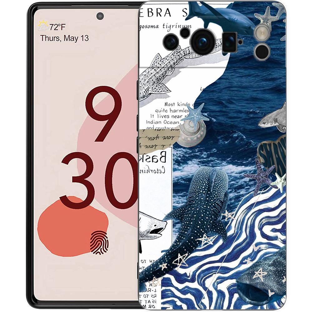 Luxury TPU Phone Case For Google Pixel 9 8 8A 7 7A 6 Pro XL 6A 5G Ocean Whale Shark Swimming Black Soft Back Cover